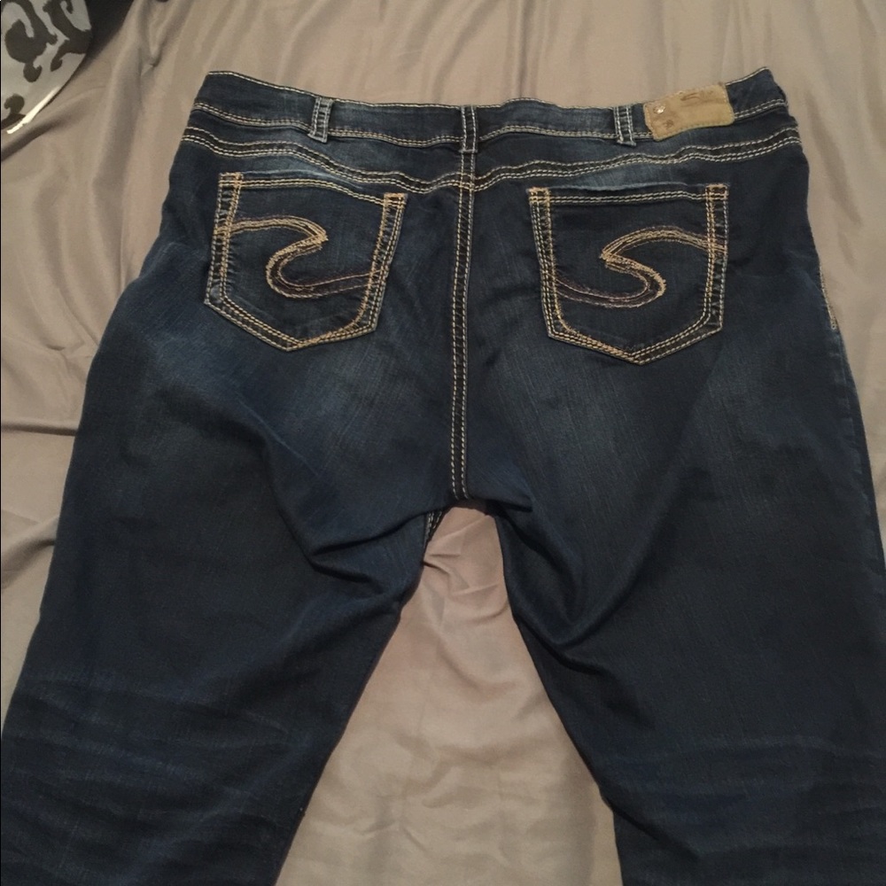 Plus size dark wash silver jeans